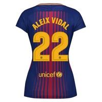 Barcelona Home Stadium Shirt 2017-18 - Womens with Aleix Vidal 22 prin, Red/Blue