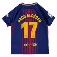 Barcelona Home Stadium Shirt 2017-18 - Kids with Paco Alcácer 17 print, Red/Blue