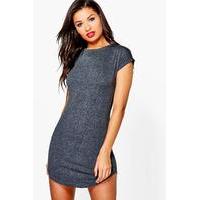 basic curved hem t shirt dress charcoal