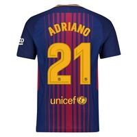 Barcelona Home Vapor Match Shirt 2017-18 with Adriano 21 printing, Red/Blue