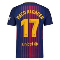 Barcelona Home Vapor Match Shirt 2017-18 with Paco Alcácer 17 printing, Red/Blue