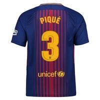 Barcelona Home Stadium Shirt 2017-18 with Piqué 3 printing, Red/Blue