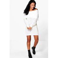 bardot mini knitted dress cream