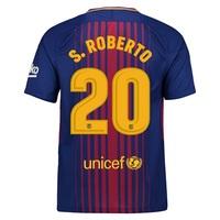 Barcelona Home Stadium Shirt 2017-18 with S.Roberto 20 printing, Red/Blue