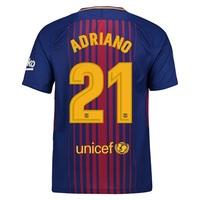 Barcelona Home Stadium Shirt 2017-18 with Adriano 21 printing, Red/Blue