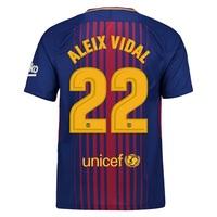 Barcelona Home Stadium Shirt 2017-18 with Aleix Vidal 22 printing, Red/Blue