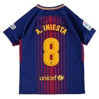 Barcelona Home Stadium Shirt 2017-18 - Kids with A. Iniesta 8 printin, Red/Blue