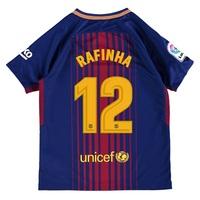 Barcelona Home Stadium Shirt 2017-18 - Kids with Rafinha 12 printing, Red/Blue