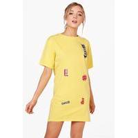 Badge T-Shirt Dress - yellow