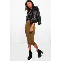 Basic Jersey Midi Skirt - olive