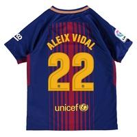 Barcelona Home Stadium Shirt 2017-18 - Kids with Aleix Vidal 22 printi, Red/Blue