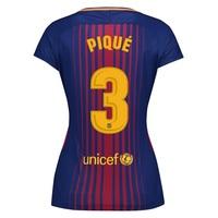 Barcelona Home Stadium Shirt 2017-18 - Womens with Piqué 3 printing, Red/Blue