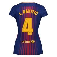 Barcelona Home Stadium Shirt 2017-18 - Womens with Rakitic 4 printing, Red/Blue