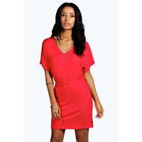 batwing tie shift dress red