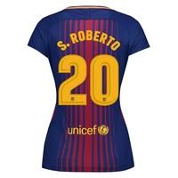 Barcelona Home Stadium Shirt 2017-18 - Womens with S.Roberto 20 printi, Red/Blue