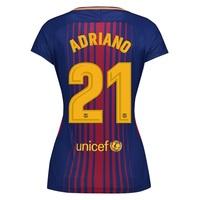 Barcelona Home Stadium Shirt 2017-18 - Womens with Adriano 21 printing, Red/Blue