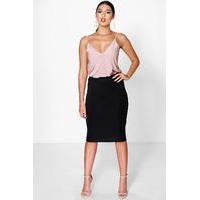 Basic Scuba Midi Skirt - black