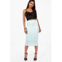 Basic Pastel Scuba Midi Skirt - mint
