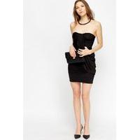 bandeau ruched mini dress