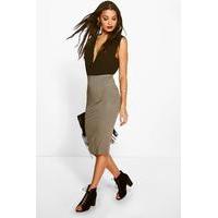 Basic Jersey Midi Skirt - khaki