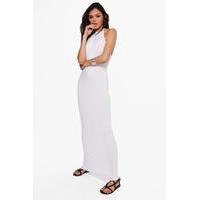 Basic Halterneck Maxi Dress - white