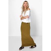 Basic Jersey Maxi Skirt - dark olive