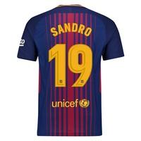 Barcelona Home Vapor Match Shirt 2017-18 with Sandro 19 printing, Red/Blue