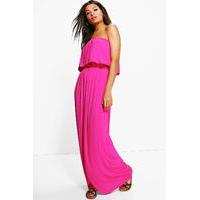 Bandeau Frill Top Maxi Dress - fuchsia