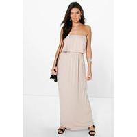 bandeau frill top maxi dress stone