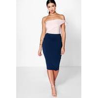 Basic Scuba Midi Skirt - navy