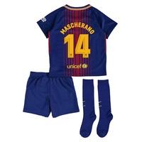 Barcelona Home Stadium Kit 2017/18 - Little Kids - Unsponsored with Ma, Red/Blue