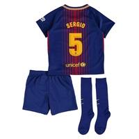 Barcelona Home Stadium Kit 2017/18 - Little Kids - Unsponsored with Se, Red/Blue