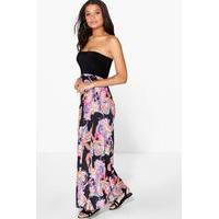 Bandeau Paisley Maxi Dress - black