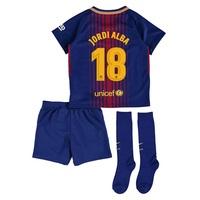 Barcelona Home Stadium Kit 2017/18 - Little Kids - Unsponsored with Jo, Red/Blue