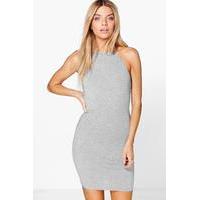 Basic Halterneck Bodycon Dress - grey marl