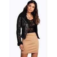 basic ponte mini skirt camel