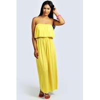 Bandeau Frill Top Maxi Dress - yellow