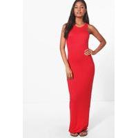 basic racer front maxi dress red