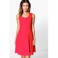 basic seam detail skater dress red