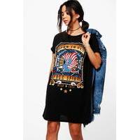 Band Knitted Tshirt Dress - black