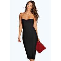 Bandeau Bandage Midi Bodycon Dress - black