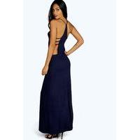 back detail maxi dress navy