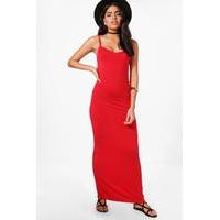 Basic Strappy Maxi Dress - red