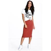 Basic Jersey Midi Skirt - chestnut