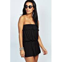 Bandeau Ruffle Jersey Playsuit - black