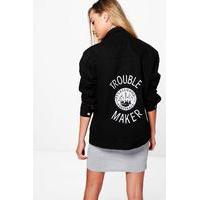 back patch oversize denim jacket black