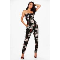 Bandeau Floral Jumpsuit - black