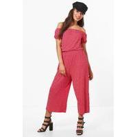 Bardot Polka Dot Jumpsuit - red