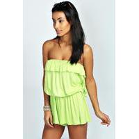 Bandeau Ruffle Jersey Playsuit - lime