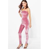 Bandeau Velvet Jumpsuit - antique rose